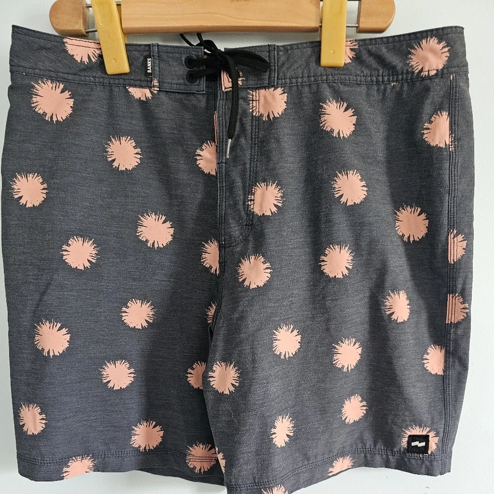 Banks Journal Orange and Gray‎ Swim Trunks with Playful Pattern